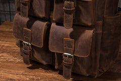 Vintage Mens Leather Large Laptop Backpack Travel Backpack Leather School Backpacks for Men