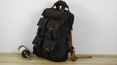 Vintage Mens Leather Large Laptop Backpack Travel Backpack Leather School Backpacks for Men