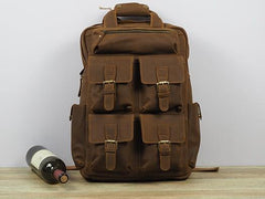 Vintage Mens Leather Large Laptop Backpack Travel Backpack Leather School Backpacks for Men
