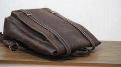 Vintage Mens Leather School Backpacks Laptop Backpack Travel Leather Backpack for Men - imessengerbags