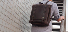 Vintage Mens Leather School Backpacks Laptop Backpack Travel Leather Backpack for Men - imessengerbags