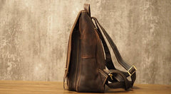Vintage Mens Leather School Backpacks Laptop Backpack Travel Leather Backpack for Men - imessengerbags