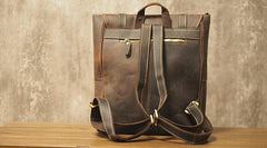 Vintage Mens Leather School Backpacks Laptop Backpack Travel Leather Backpack for Men - imessengerbags