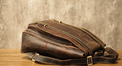 Vintage Mens Leather School Backpacks Laptop Backpack Travel Leather Backpack for Men - imessengerbags