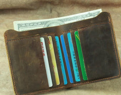 Vintage Mens Leather Slim Bifold Small Wallet Cool billfold Slim Small Wallet for Men - imessengerbags