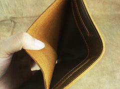 Vintage Mens Leather Slim Bifold Small Wallet Cool billfold Slim Small Wallet for Men - imessengerbags
