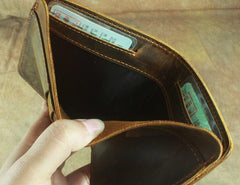 Vintage Mens Leather Slim Bifold Small Wallet Cool billfold Slim Small Wallet for Men - imessengerbags