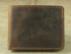 Vintage Mens Leather Slim Bifold Small Wallet Cool billfold Slim Small Wallet for Men - imessengerbags