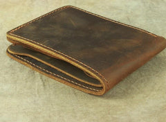 Vintage Mens Leather Slim Bifold Small Wallet Cool billfold Slim Small Wallet for Men - imessengerbags