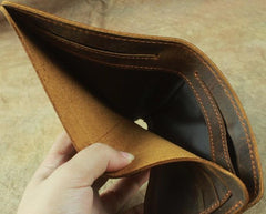 Vintage Mens Leather Slim Bifold Small Wallet Cool billfold Slim Small Wallet for Men - imessengerbags