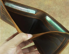 Vintage Mens Leather Slim Bifold Small Wallet Cool billfold Slim Small Wallet for Men - imessengerbags
