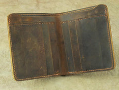 Vintage Mens Leather Slim Bifold Small Wallet Cool billfold Slim Small Wallet for Men - imessengerbags