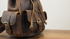 Vintage Mens Leather Small Backpack Travel Backpack Leather School Backpacks for Men