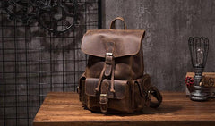 Vintage Mens Leather Small Backpack Travel Backpack Leather School Backpacks for Men