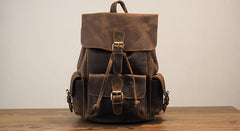 Vintage Mens Leather Small Backpack Travel Backpack Leather School Backpacks for Men