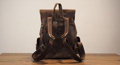 Vintage Mens Leather Small Backpack Travel Backpack Leather School Backpacks for Men