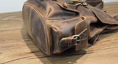 Vintage Mens Leather Small Backpack Travel Backpack Leather School Backpacks for Men