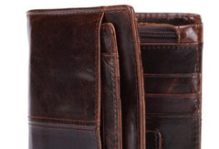 Vintage Mens Wallet billfold Slim Bifold Wallet Genuine Leather Card Wallet for Men - imessengerbags