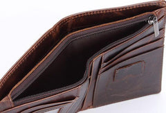 Vintage Mens Wallet billfold Slim Bifold Wallet Genuine Leather Card Wallet for Men - imessengerbags