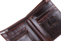 Vintage Mens Wallet billfold Slim Bifold Wallet Genuine Leather Card Wallet for Men - imessengerbags