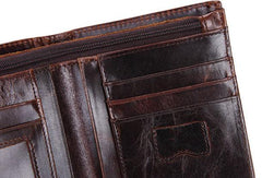 Vintage Mens Wallet billfold Slim Bifold Wallet Genuine Leather Card Wallet for Men - imessengerbags