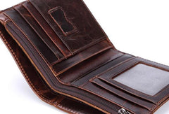Vintage Mens Wallet billfold Slim Bifold Wallet Genuine Leather Card Wallet for Men - imessengerbags