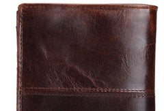 Vintage Mens Wallet billfold Slim Bifold Wallet Genuine Leather Card Wallet for Men - imessengerbags