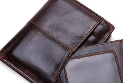 Vintage Mens Wallet billfold Slim Bifold Wallet Genuine Leather Card Wallet for Men - imessengerbags