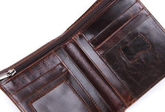Vintage Mens Wallet billfold Slim Bifold Wallet Genuine Leather Card Wallet for Men - imessengerbags