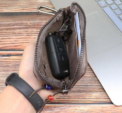 Vintage Mens Leather Key Wallet Zipper Key Holder Coin Wallet Change Pouch For Men - imessengerbags