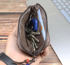 Vintage Mens Leather Key Wallet Zipper Key Holder Coin Wallet Change Pouch For Men - imessengerbags