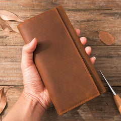 Vintage Slim long Wallet Leather Mens Tan Wallet Long Wallet for Men - imessengerbags