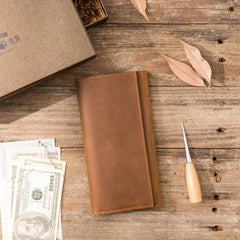 Vintage Slim long Wallet Leather Mens Tan Wallet Long Wallet for Men - imessengerbags