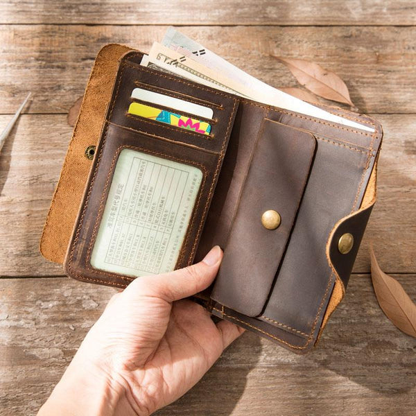 Vintage Slim long Wallets Leather Mens Coffee Wallet Long Wallet for Men - imessengerbags