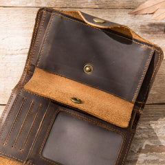 Vintage Slim long Wallets Leather Mens Coffee Wallet Long Wallet for Men - imessengerbags