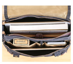 Wax Canvas Leather Mens Dark Gray Small Side Bag Courier Bag Khaki Messenger Bag for Men - imessengerbags