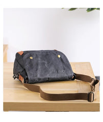 Wax Canvas Leather Mens Dark Gray Small Side Bag Courier Bag Khaki Messenger Bag for Men - imessengerbags