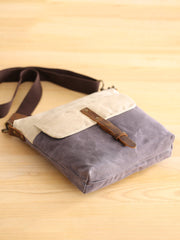 Wax Canvas Leather Mens Small Waterproof Vertical Green Side Bag Courier Bag Messenger Bag for Men - imessengerbags