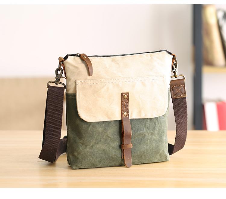 Cool Canvas Leather Mens Small Green Messenger Bag Vertical Side Bag S –  imessengerbags