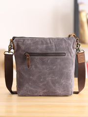 Wax Canvas Leather Mens Small Waterproof Vertical Green Side Bag Courier Bag Messenger Bag for Men - imessengerbags
