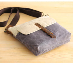 Wax Canvas Leather Mens Small Waterproof Vertical Green Side Bag Courier Bag Messenger Bag for Men - imessengerbags