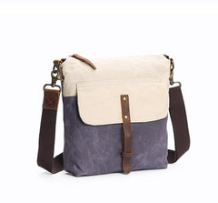 Wax Canvas Leather Mens Small Waterproof Vertical Green Side Bag Courier Bag Messenger Bag for Men - imessengerbags