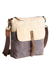 Wax Canvas Leather Mens Small Waterproof Vertical Green Side Bag Courier Bag Messenger Bag for Men - imessengerbags