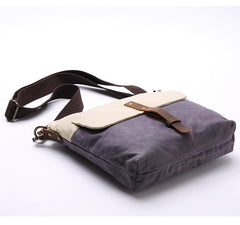 Wax Canvas Leather Mens Small Waterproof Vertical Green Side Bag Courier Bag Messenger Bag for Men - imessengerbags