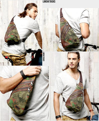 Camouflage Canvas Sling Backpack Men's Sling Bag Camouflage Chest Bag Canvas One shoulder Backpack For Men