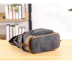 Waxed Canvas Leather Mens Army Green 15‘’ Large Backpack Travel Backpack College Backpack for Men - imessengerbags