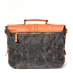 Waxed Canvas Leather Mens Casual 14'' Messenger Bag Side Bag Computer Bag For Men
