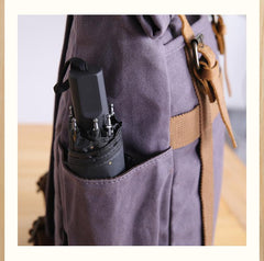 Waxed Canvas Leather Mens 15‘’ Gray College Backpack Travel Backpack Hiking Backpack for Men - imessengerbags