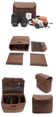 Waxed Canvas Leather Mens Small DSLR Camera Bags Side Bag Messenger Bag Shoulder Bag For Men - imessengerbags