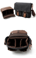 Waxed Canvas Leather Mens Small DSLR Camera Bags Side Bag Messenger Bag Shoulder Bag For Men - imessengerbags